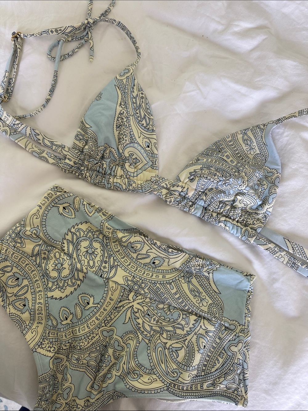 Light Blue Paisley Bikini Set